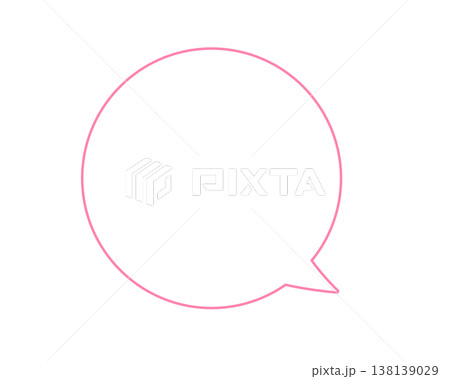 ピンクの丸い吹き出し線画素材 138139029