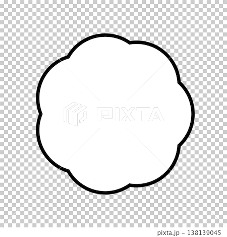 雲型の思考吹き出しの黒い線画 138139045