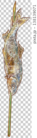 Salt-grilled sweetfish (Ayu) on a skewer (1 skewer, vertical) Salt-grilled sweetfish (Ayu) on a skewer (1 skewer, vertical) 138139071