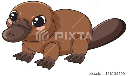 Cute Cartoon Platypus Vector Illustration Isolated on White Background 138139200