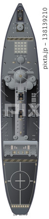 Top Down View of a Modern Naval Destroyer Warship Vector Illustration Top Down View of a Modern Naval Destroyer Warship Vector Illustration 138139210