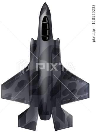 Top View Vector Illustration of a Camouflage Stealth Fighter Jet Top View Vector Illustration of a Camouflage Stealth Fighter Jet 138139238