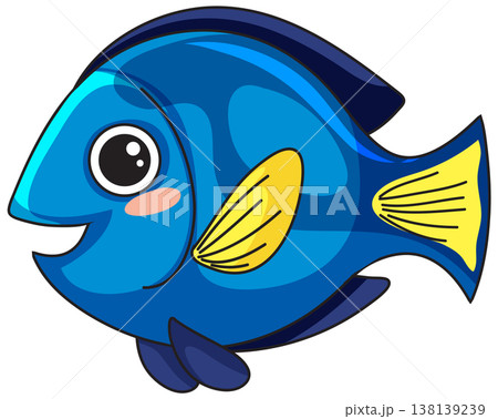 Cute Blue Tang Fish Vector Illustration Isolated on White Background 138139239