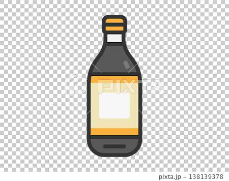 An illustration of a bottle containing ponzu sauce (line drawing in color). An illustration of a bottle containing ponzu sauce (line drawing in color). 138139378