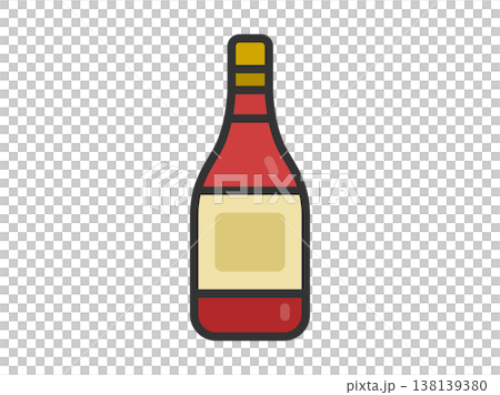 Illustration of a red wine bottle icon (line drawing in color) Illustration of a red wine bottle icon (line drawing in color) 138139380