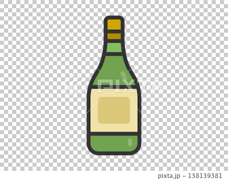 Illustration of a white wine bottle icon (line drawing in color) Illustration of a white wine bottle icon (line drawing in color) 138139381