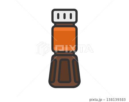 中濃ソースのボトルのアイコン（線画カラー）のイラスト 138139383