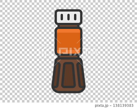 中等濃稠度醬汁的瓶子圖示插圖（線條畫，彩色）。 138139383