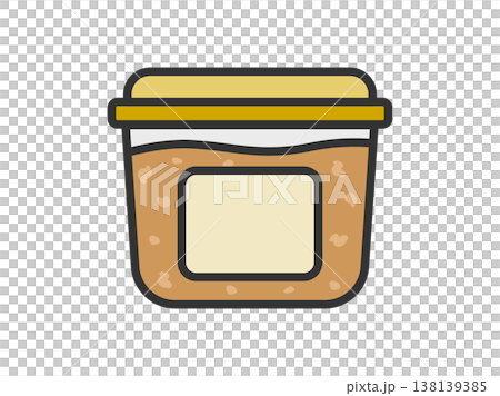 包裝盒上的味噌圖示插圖(彩色線條畫)。 包裝盒上的味噌圖示插圖(彩色線條畫)。 138139385