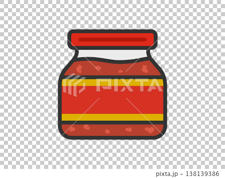 An illustration of a doubanjiang (spicy bean paste) icon in a jar (line drawing, color). An illustration of a doubanjiang (spicy bean paste) icon in a jar (line drawing, color). 138139386