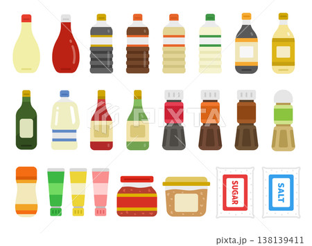いろいろな、調味料のアイコンのイラストセット 138139411