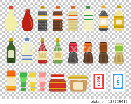 いろいろな、調味料のアイコンのイラストセット 138139411