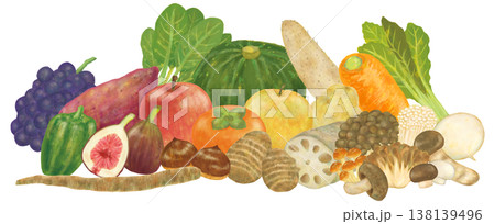 秋の味覚の集合イラスト 138139496