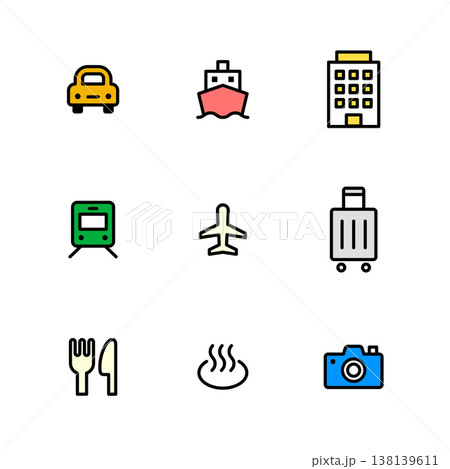 旅行アイコンセット 旅行アイコンセット 138139611