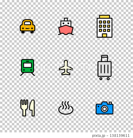 旅行アイコンセット 旅行アイコンセット 138139611