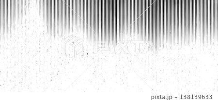 Vertical distressed line texture. Black aged striped pattern background. Damaged scanned image concept wallpaper. Linear halftone scratch photocopy backdrop. Old worn paper effect print. Vector 138139633