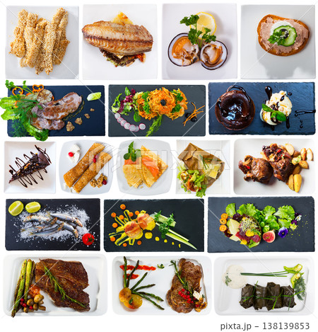 Dishes served on square plates Dishes served on square plates 138139853