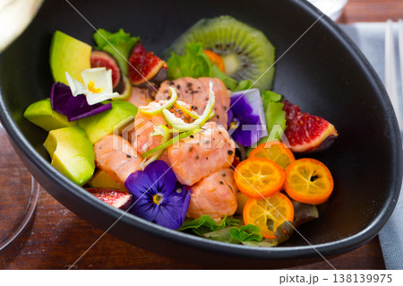 Delicious ceviche with salmon fillet 138139975