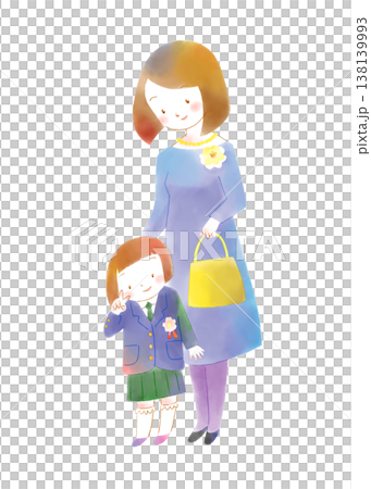 一幅描繪母親和女兒在慶祝節日時的插圖。 一幅描繪母親和女兒在慶祝節日時的插圖。 138139993