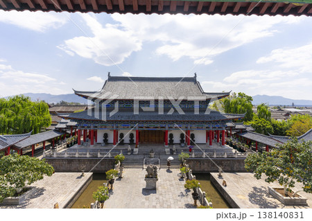 Lijiang, China - April 11, 2024 : Main pavilion at Mufu Palace in Lijiang old town, China on April 11, 2024. Lijiang, China - April 11, 2024 : Main pavilion at Mufu Palace in Lijiang old town, China on April 11, 2024. 138140831