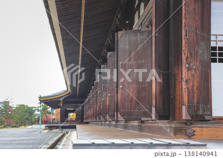 Ancient Wooden Temple Corridor With Large Dark Timber Columns Nov 28 2025 138140941