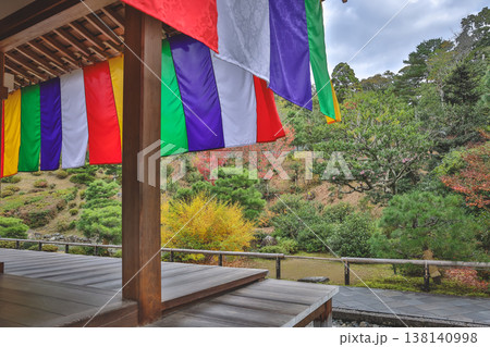 Colorful Buddhist Flags Draped Over a Traditional Temple Porch i Nov 28 2025 Colorful Buddhist Flags Draped Over a Traditional Temple Porch i Nov 28 2025 138140998