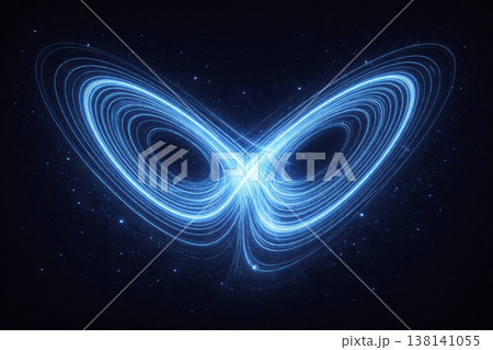 青く輝くローレンツアトラクタのカオス理論イメージ 138141055