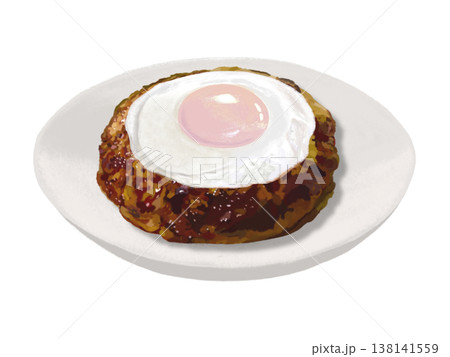 ハンバーグ（目玉焼き）皿付き 138141559