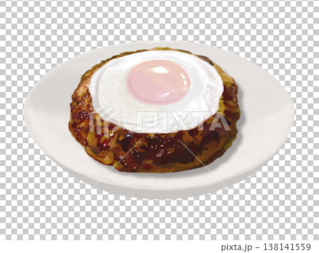 ハンバーグ（目玉焼き）皿付き 138141559