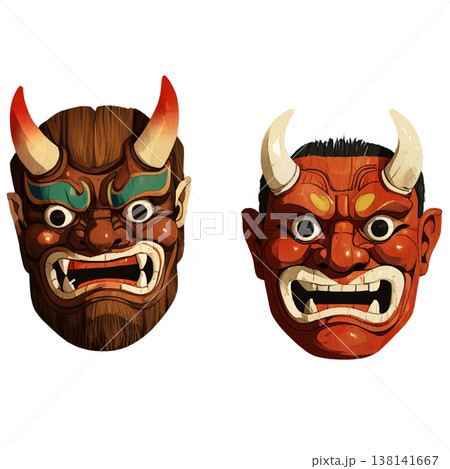 節分、透過、鬼、鬼のお面、恵方巻、豆まき 138141667