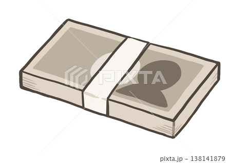 札束・大金　お金のシンプルな手描きイラスト素材 138141879