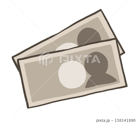 紙幣・お札（2枚）　お金のシンプルな手描きイラスト素材 138141890