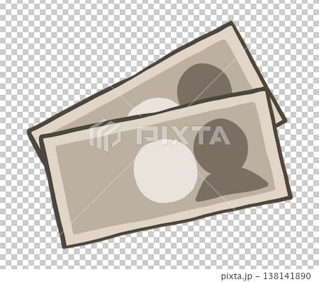 紙幣・お札（2枚）　お金のシンプルな手描きイラスト素材 138141890