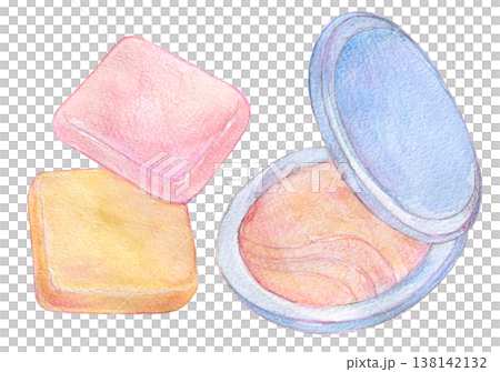 水彩イラスト　手描きイラスト　パウダーファンデーション 138142132