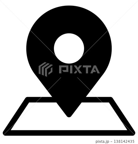 地図とピンのシンプルなモノクロアイコン 138142435