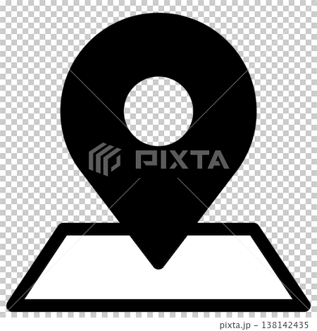 地図とピンのシンプルなモノクロアイコン 138142435