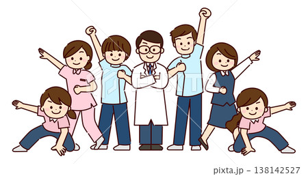 ヒーローポーズの在宅医療チームの人々 ヒーローポーズの在宅医療チームの人々 138142527