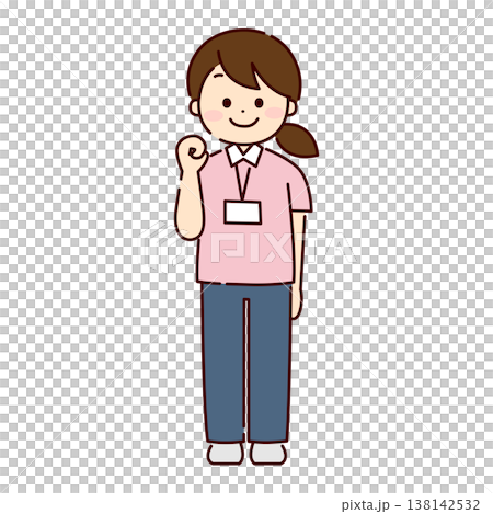 一名身穿制服的女子擺出握拳姿勢 138142532