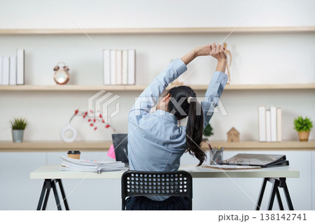 Stretching exercise for office syndrome relief Stretching exercise for office syndrome relief 138142741