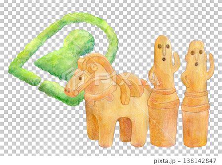 水彩插畫，手繪插畫：埴輪（陶俑）與墓塚 138142847