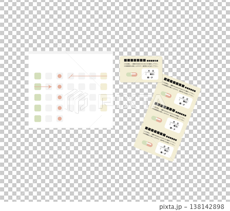 Illustration of oral medication with a break period between doses. 138142898