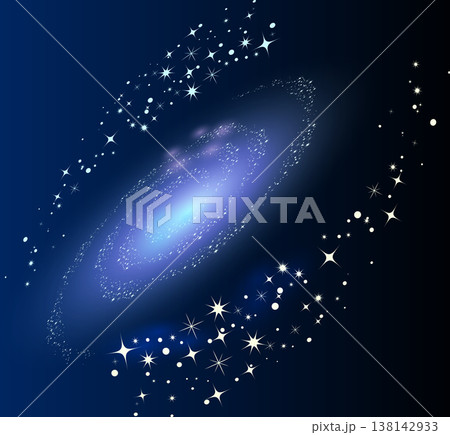 星が渦巻く銀河団のイラスト素材 138142933
