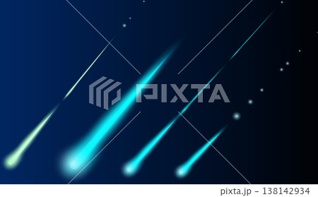 リアルな流れ星・光のラインのイラストセット 138142934