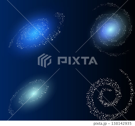 銀河団・銀河・宇宙・渦巻く星々の装飾イラスト素材 138142935