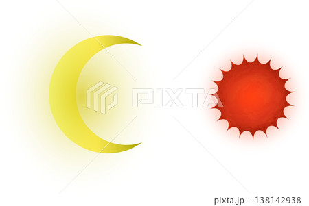 輝く月と太陽のイラスト装飾素材 輝く月と太陽のイラスト装飾素材 138142938