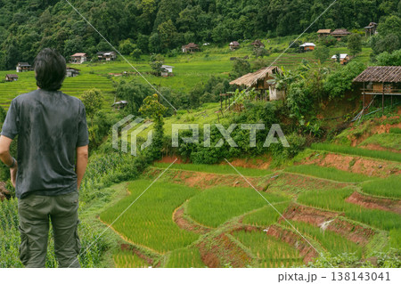 ecology travel with camping outdoor relax in rice field at chiangmai thailand in raining season ecology travel with camping outdoor relax in rice field at chiangmai thailand in raining season 138143041