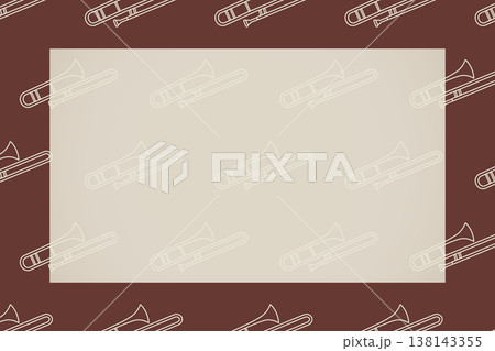 コピースペースあり　トロンボーンのパターン背景（赤色・華やかデザイン） 138143355