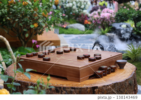March 21 2026 Traditional Chinese Chess Set In Peaceful Garden 138143469