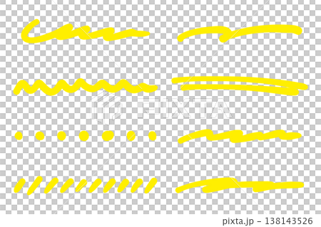 Yellow underlining pen set for hand-drawing. 138143526