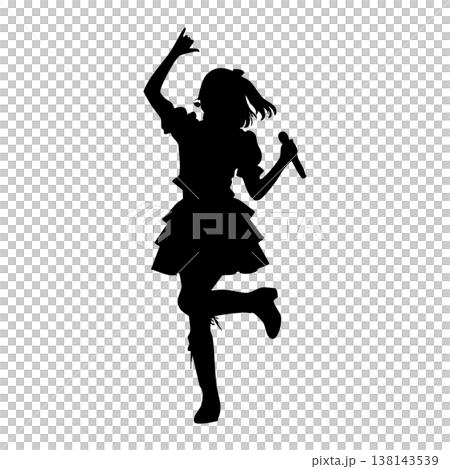 女性のアイドルのシルエットポーズ 女性のアイドルのシルエットポーズ 138143539